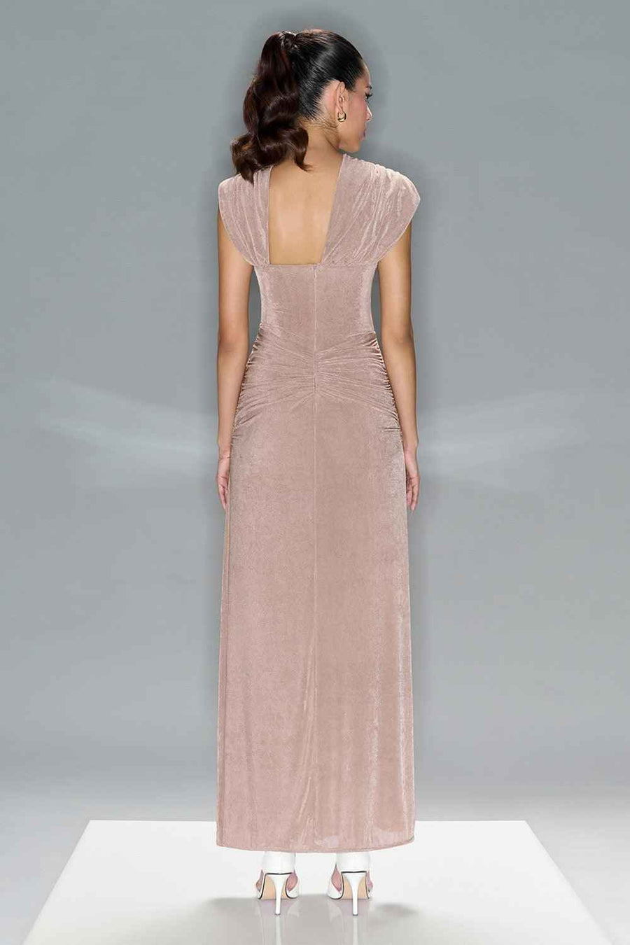 Evelyn Slit Diagonal Neck Spandex Maxi Dress Maxi Dress LaLING