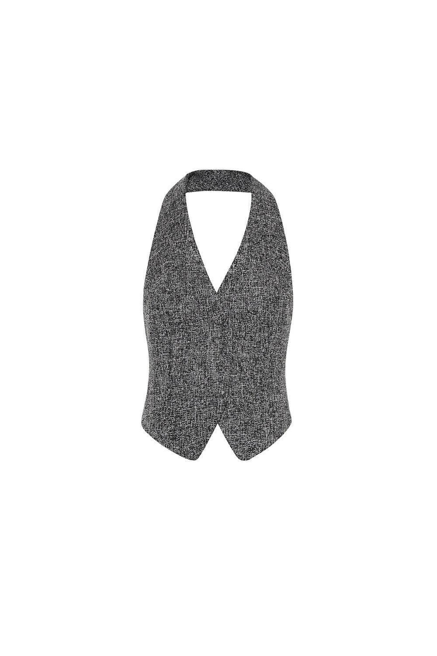 Fallon Halter Back Slit Tweed Floor Length Set 3