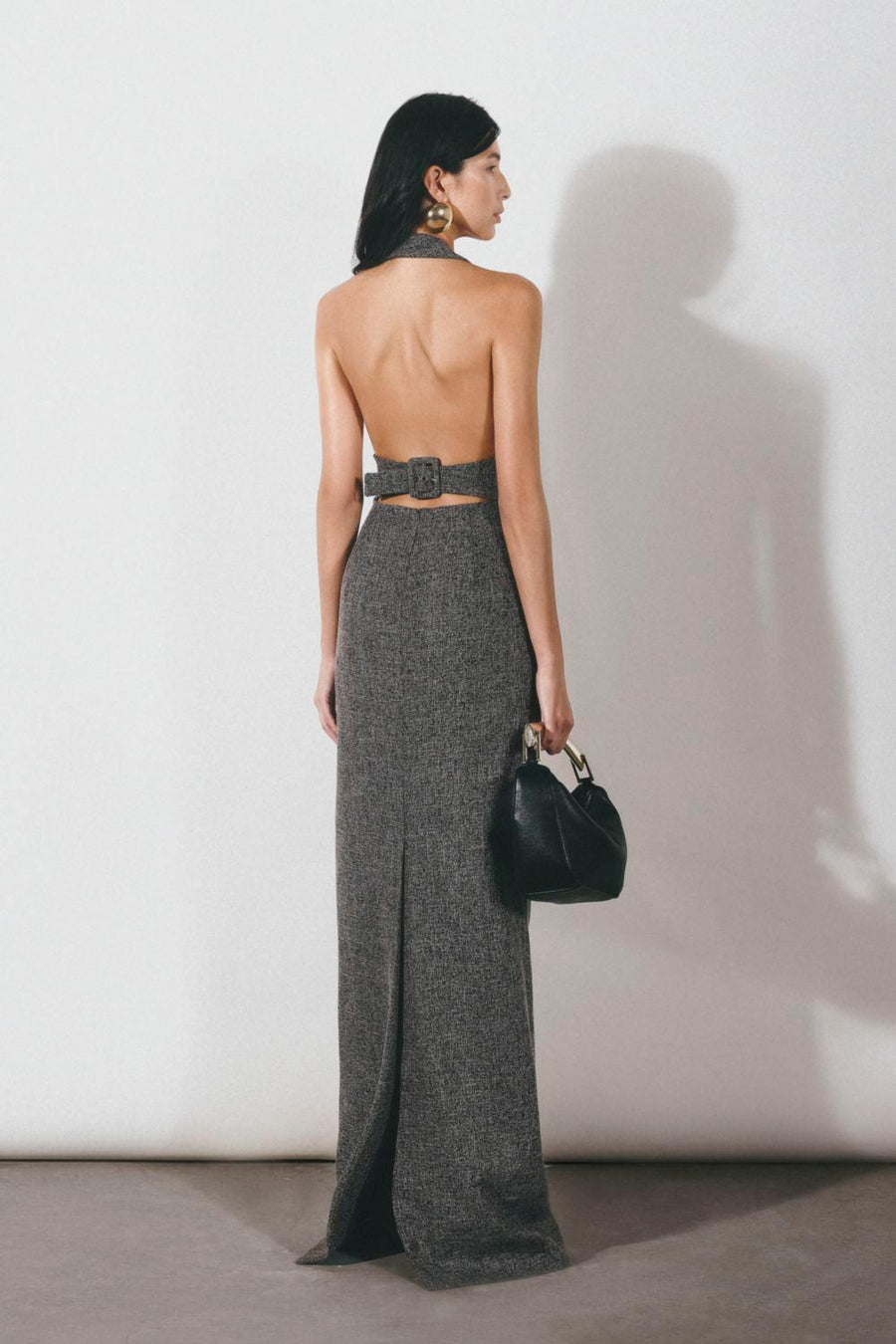 Fallon Halter Back Slit Tweed Floor Length Set 5
