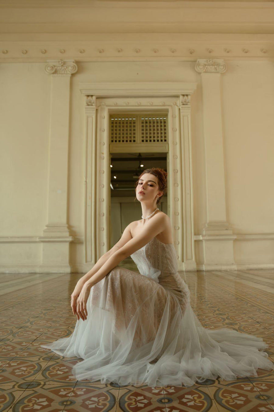 Faye Strapless Bow Tulle Ankle Length Dress Midi Dress Calista de Minh Thanh