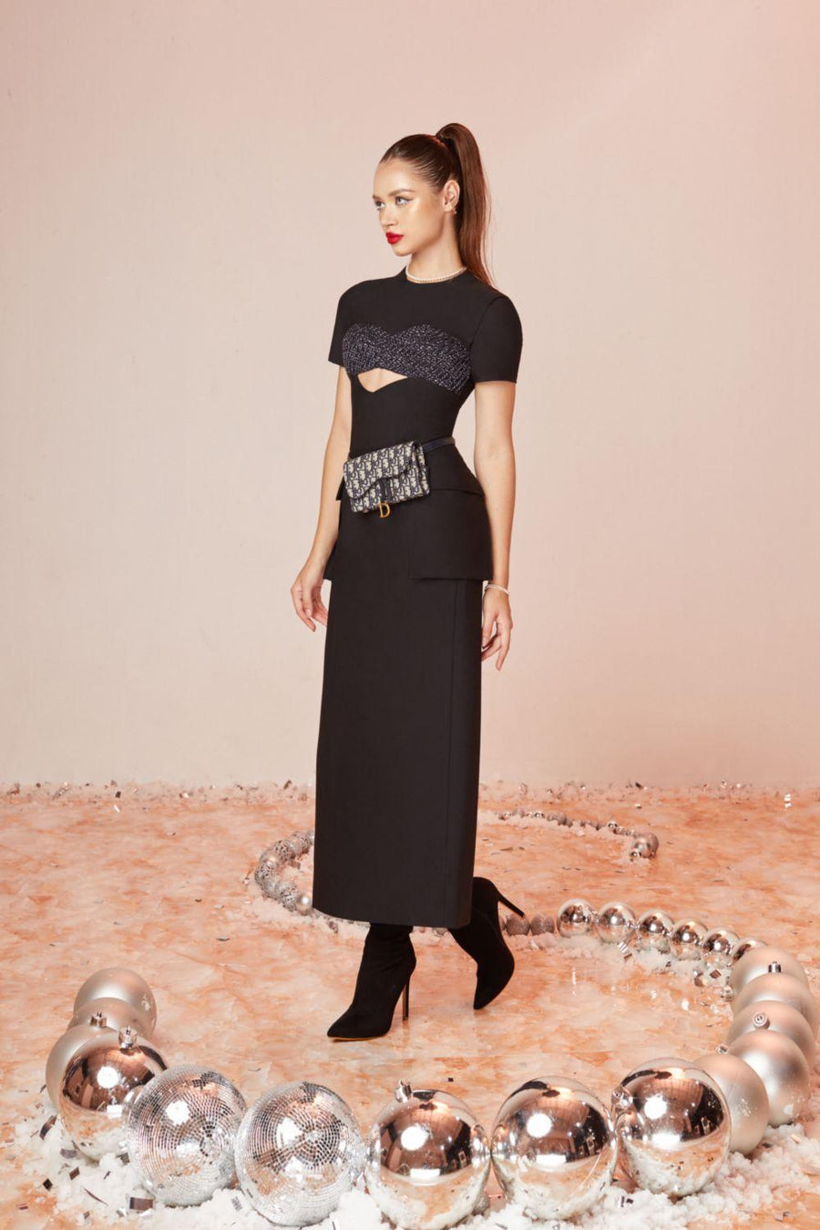 Felix Sheath Round Neck Wool Cotton Midi Dress 4
