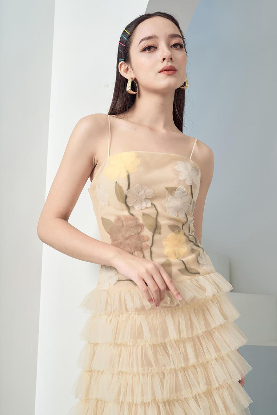 Finalie Layered Spaghetti Strap Mesh Sheer Midi Dress 3