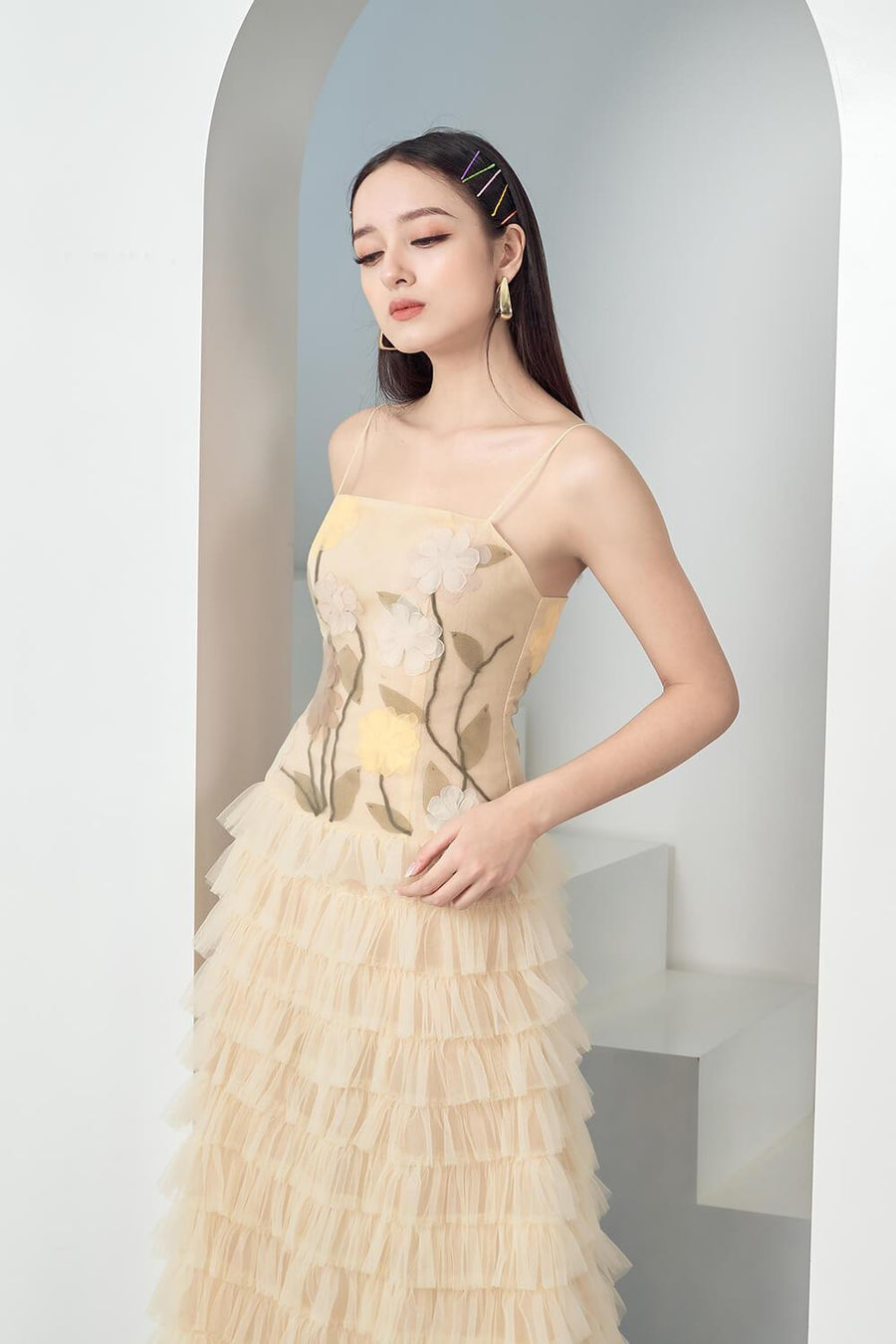 Finalie Layered Spaghetti Strap Mesh Sheer Midi Dress 4