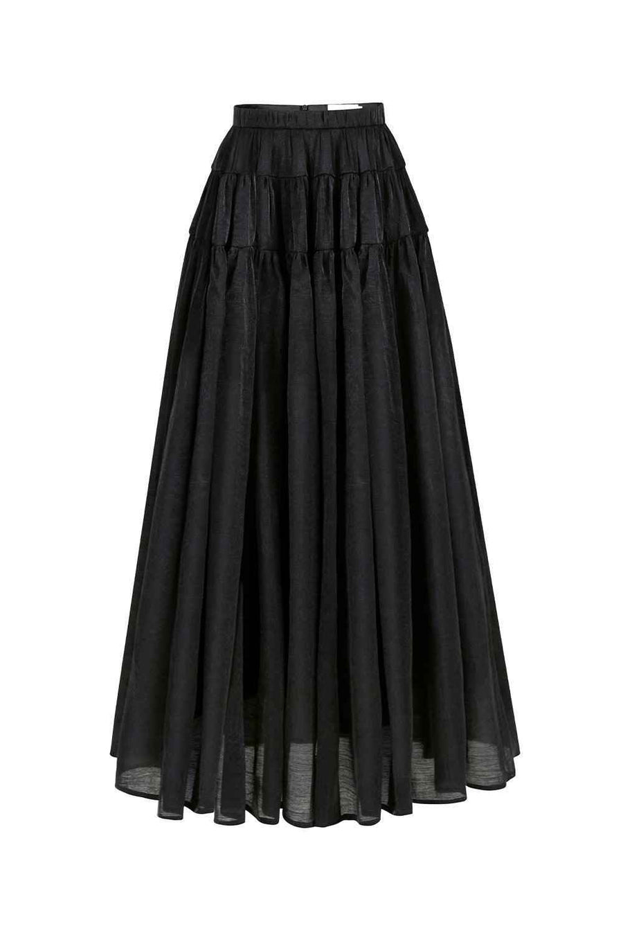 Fiorella Gathered Draped Organza Maxi Skirt