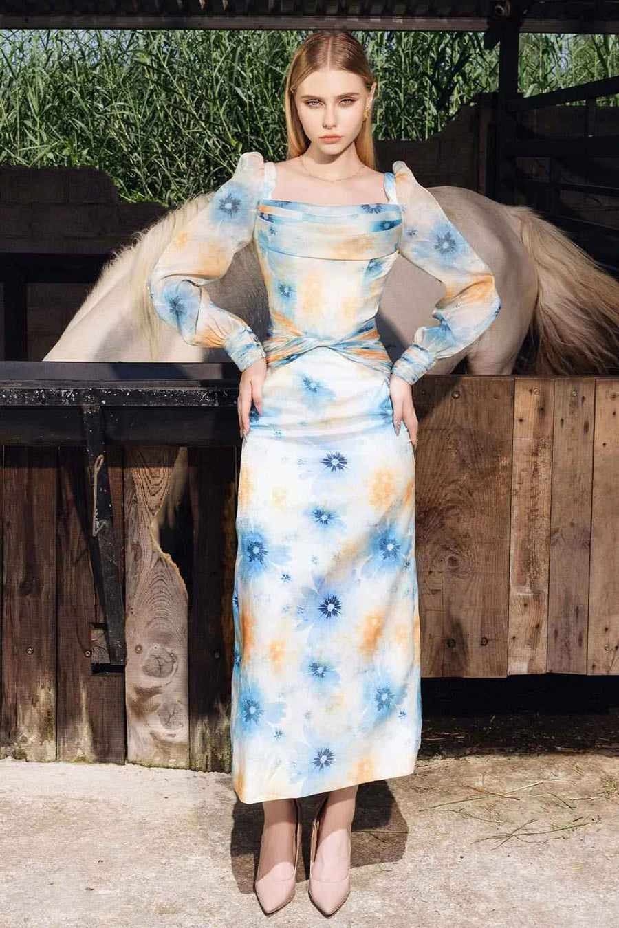 Flera Sheath Twisted Silk Midi Dress