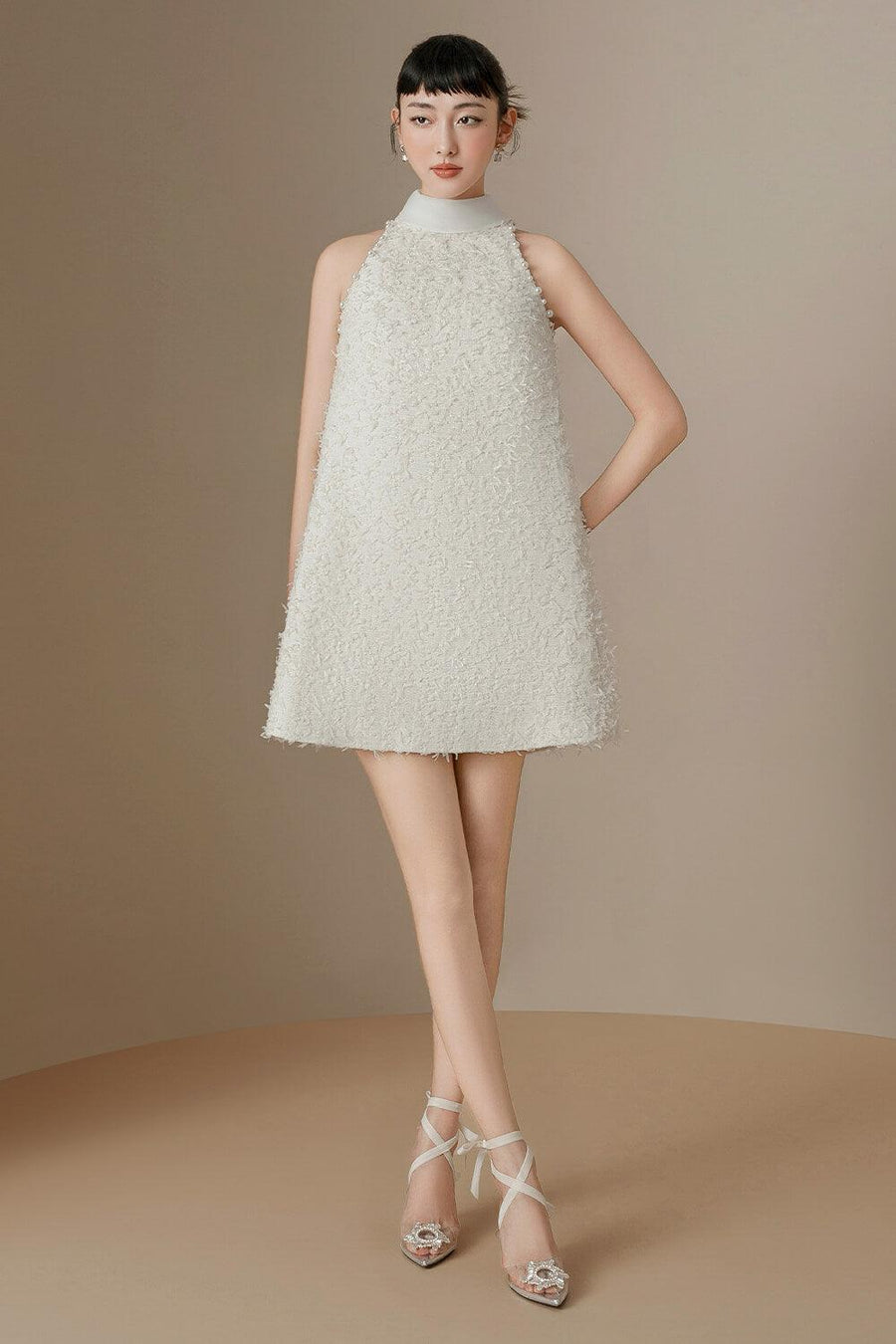 Fleur Trapezoid Sleeveless Tweed Mini Dress 7