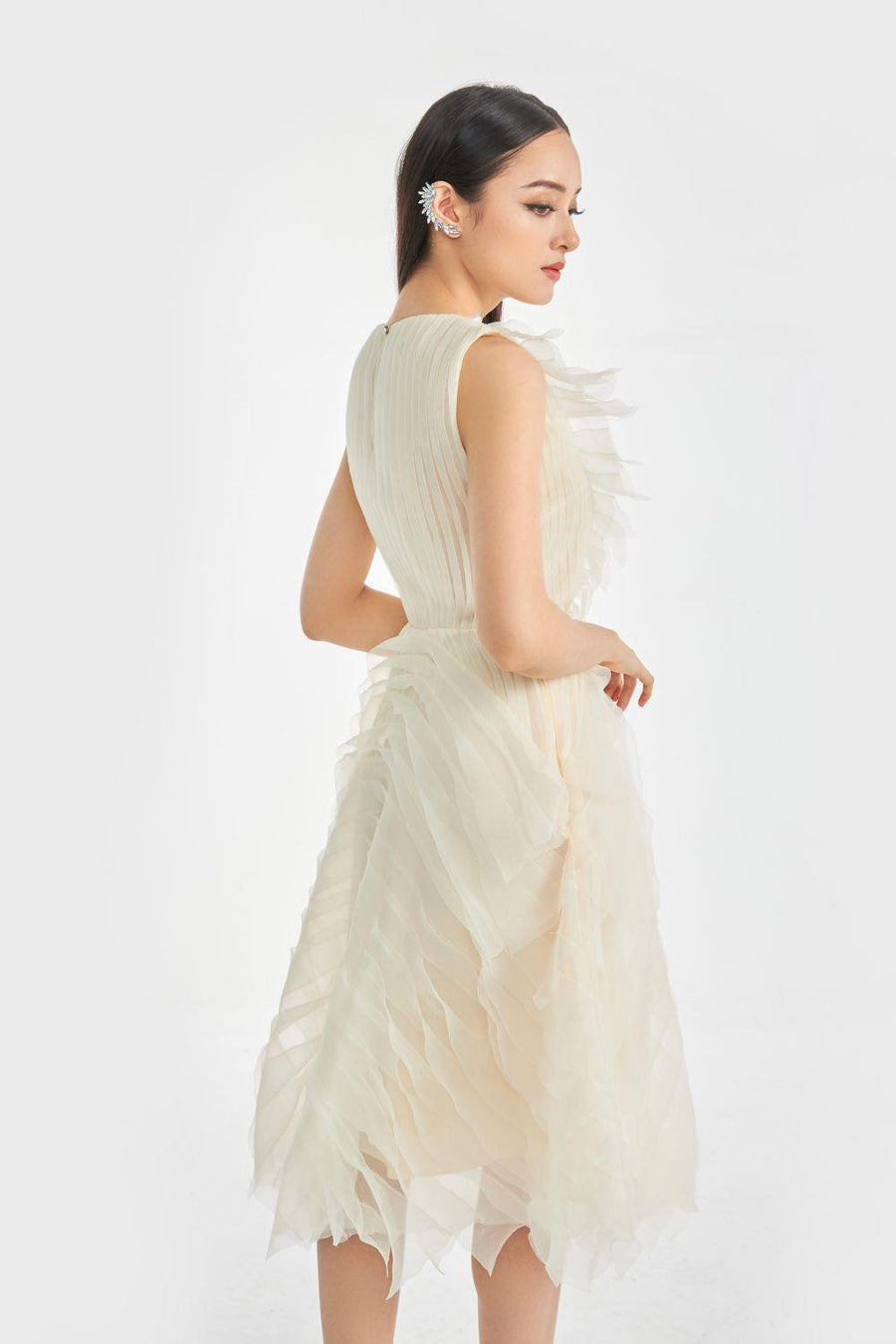 Florence A-line Ruffle Layer Organza Midi Dress 5
