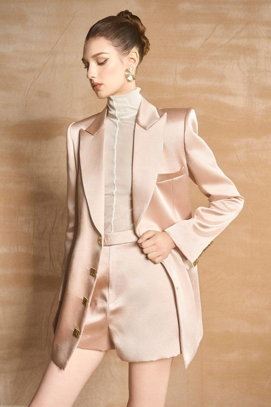 Florice Sheath Button Satin Coat Coat Maison des Copains