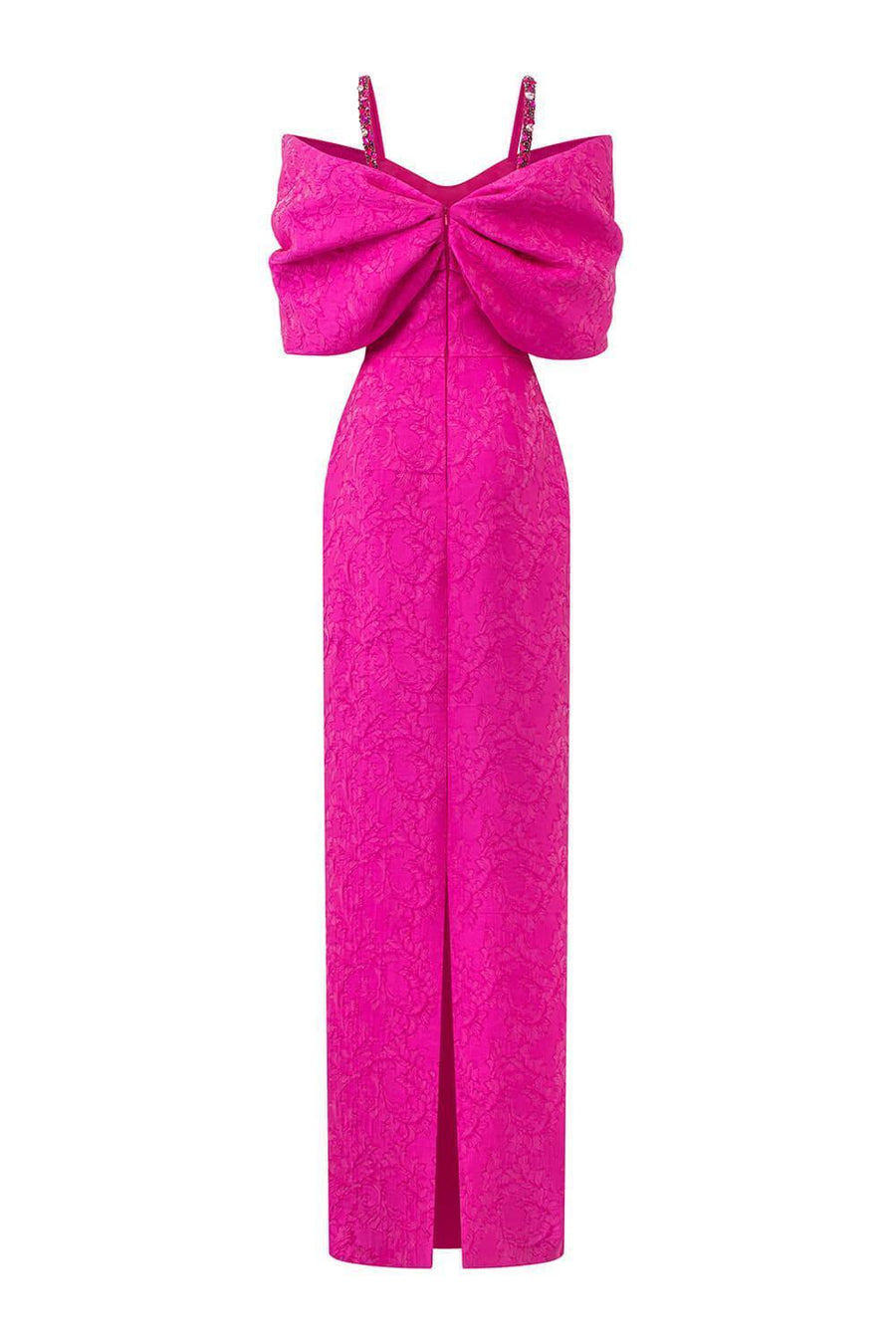 Fortuity Pegged Cold Shoulder Sleeved Jacquard Floor Length Dress Gown Dress I.H.F Atelier