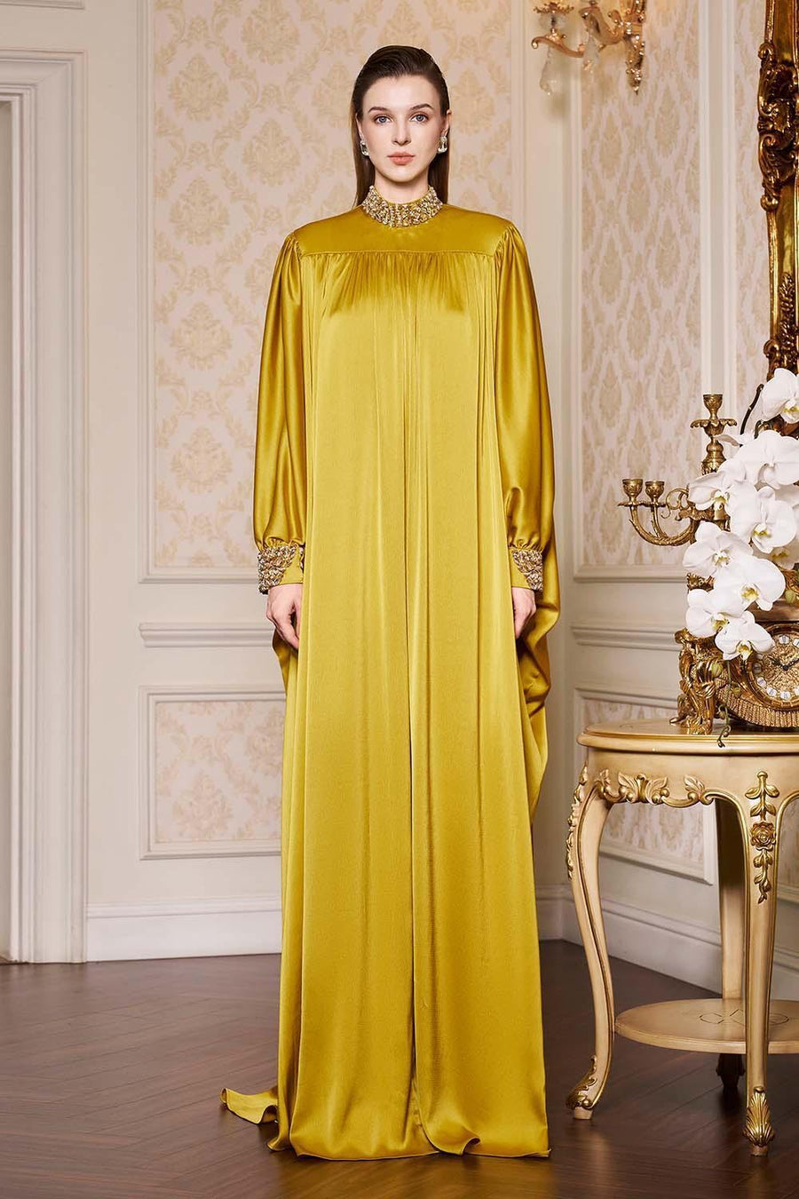 Frances Straight High Neck Silk Floor Length Dress Gown Dress I.H.F Atelier