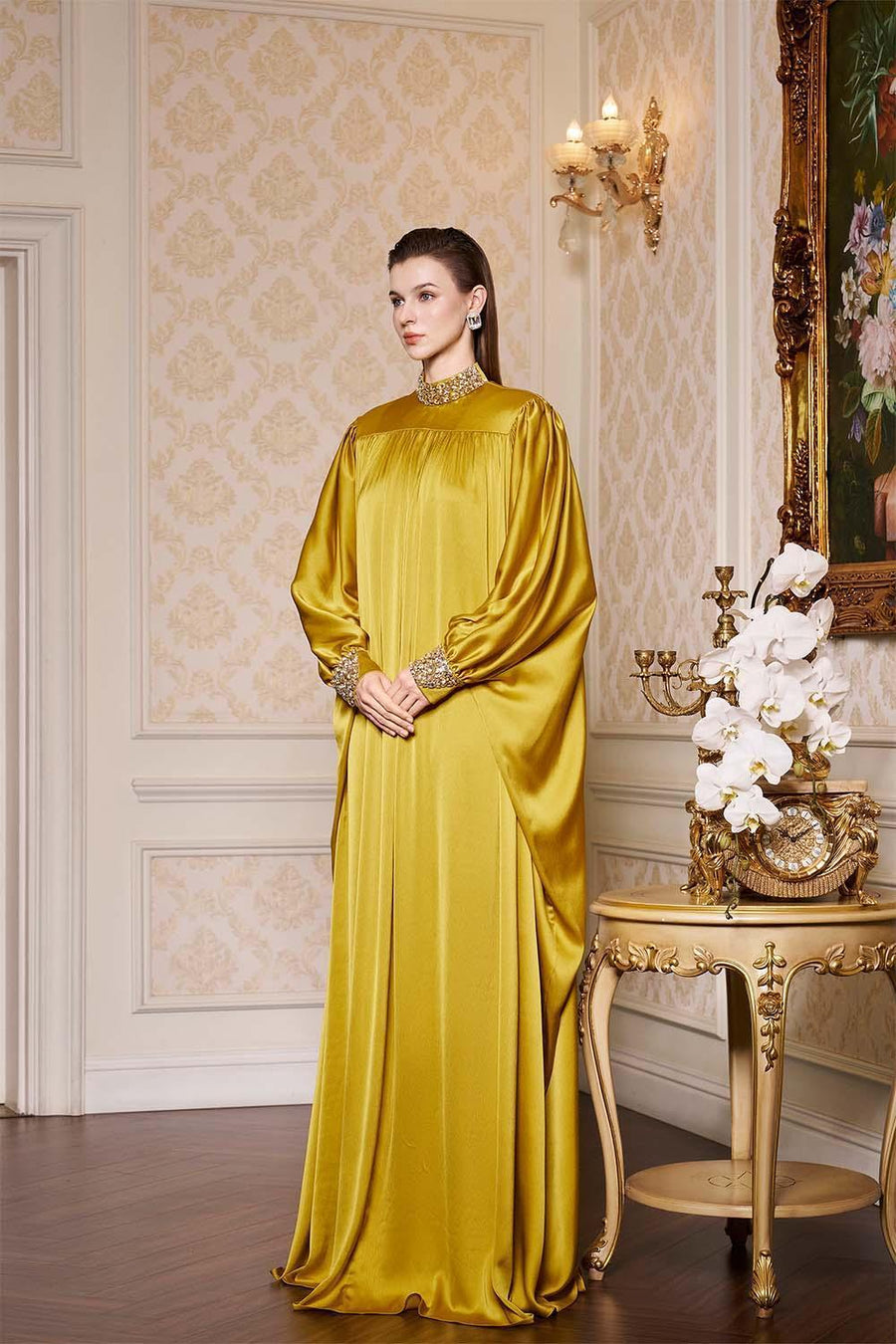 Frances Straight High Neck Silk Floor Length Dress Gown Dress I.H.F Atelier
