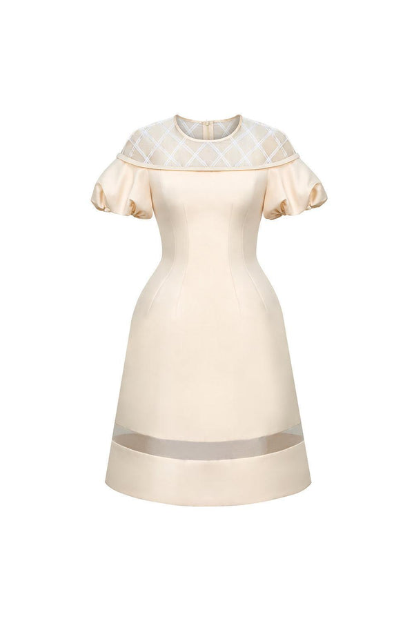Francesca A-line Round Neck Taffeta Knee-length Dress 1