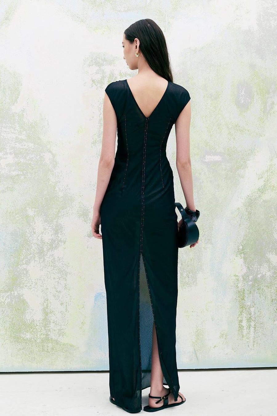 Francis Sheath Boat Neck Tulle Floor Length Dress Maxi Dress Lecia RTW