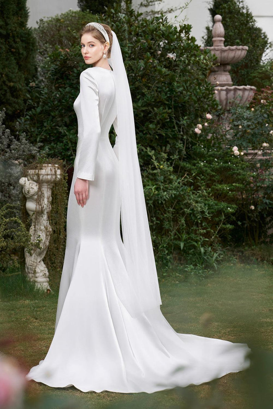 Fuentes A-line Queen Anne Neck Silk Floor Length Dress Gown Dress I.H.F Atelier