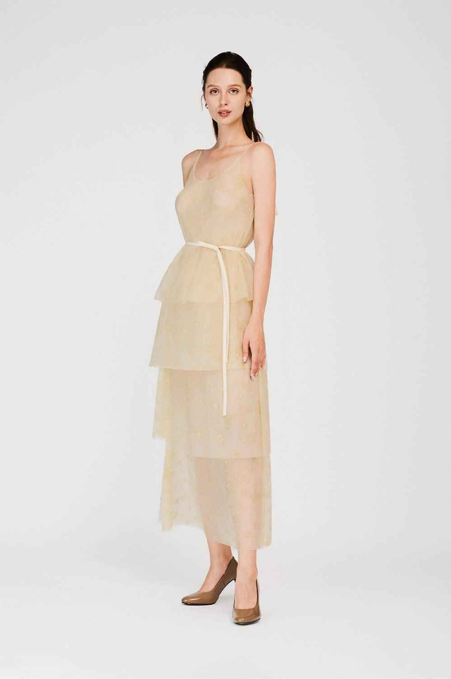 Gabriela Layered Spaghetti Strap Organza Maxi Set