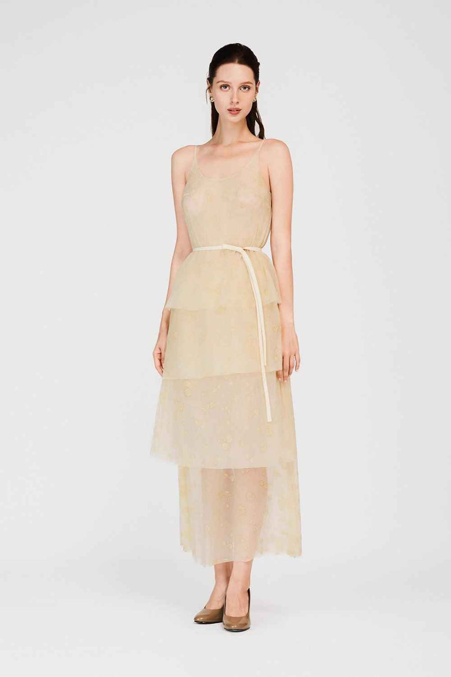 Gabriela Layered Spaghetti Strap Organza Maxi Set