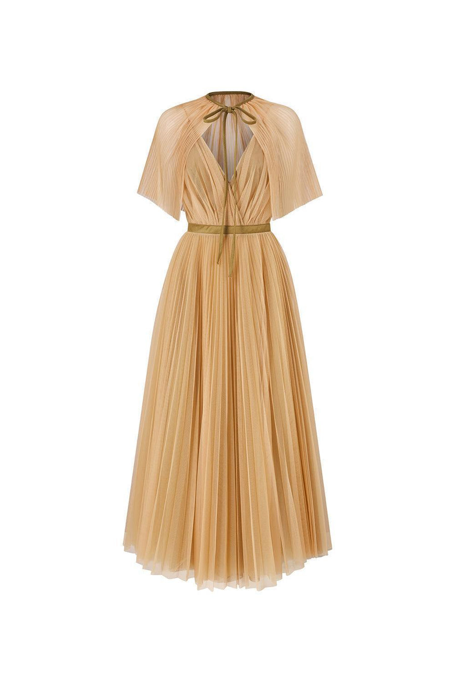 Gallin Pleated V-Neck Tulle Ankle Length Dress Maxi Dress Calista de Minh Thanh