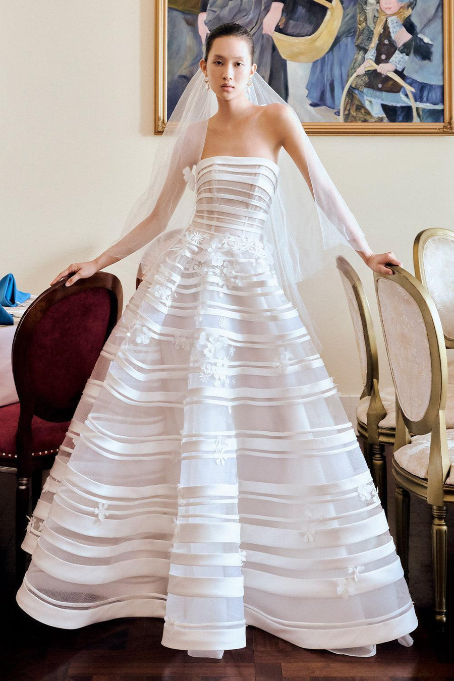 Ganh Hoa Ball Gown Straight Across Neck Mesh Taffeta Floor Length Dress 1
