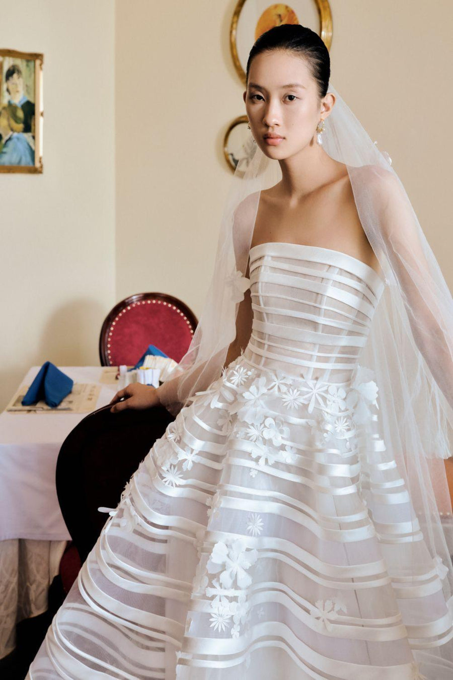 Ganh Hoa Ball Gown Straight Across Neck Mesh Taffeta Floor Length Dress 2