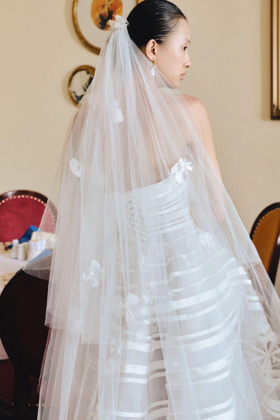 Ganh Hoa Ball Gown Straight Across Neck Mesh Taffeta Floor Length Dress 3