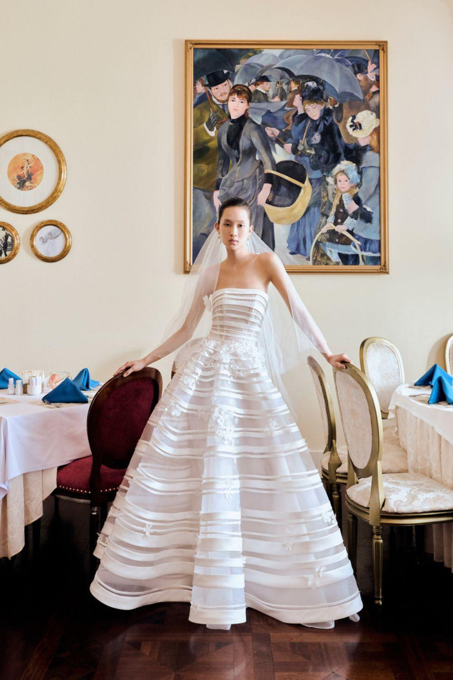 Ganh Hoa Ball Gown Straight Across Neck Mesh Taffeta Floor Length Dress 6