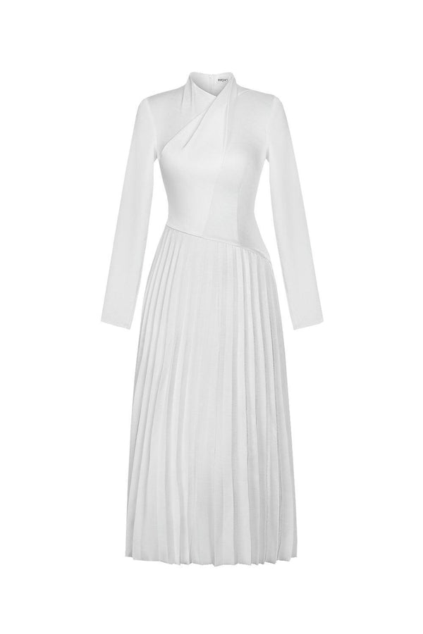 Genesis A-line Pleated Taffeta Silk Midi Dress Midi Dress Eegen Studio