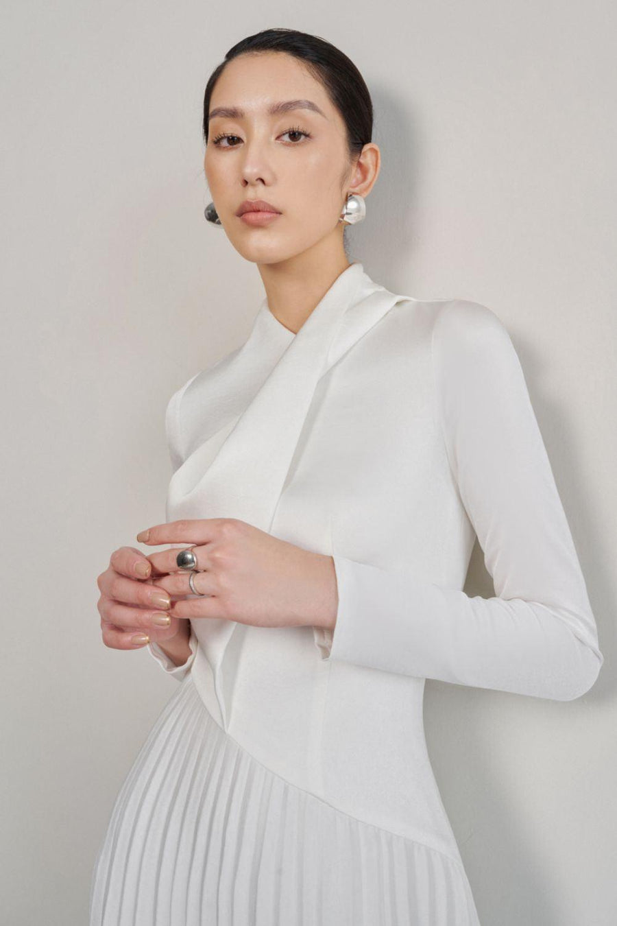 Genesis A-line Pleated Taffeta Silk Midi Dress Midi Dress Eegen Studio