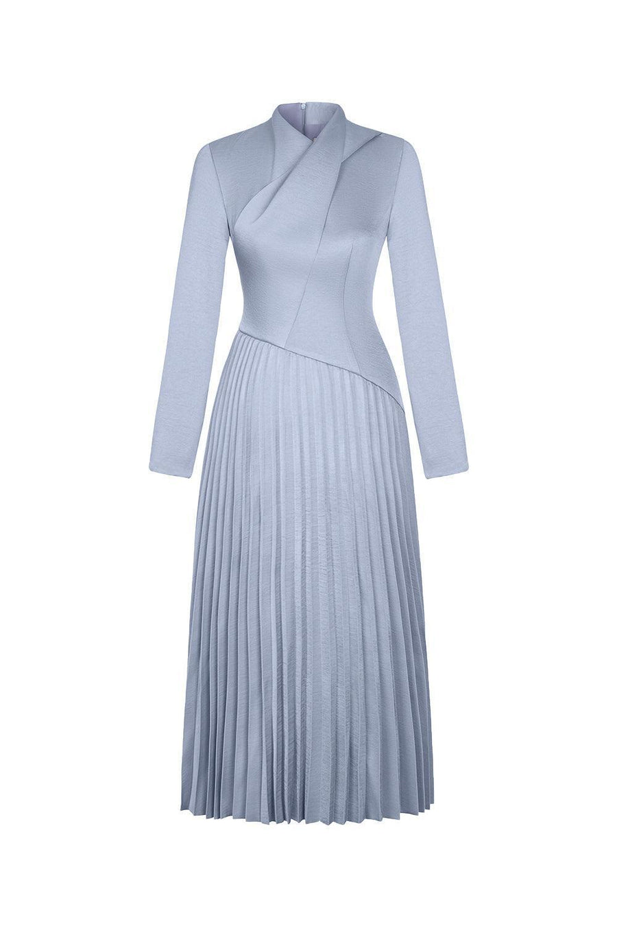 Genesis A-line Pleated Taffeta Silk Midi Dress Baby Blue Midi Dress Eegen Studio