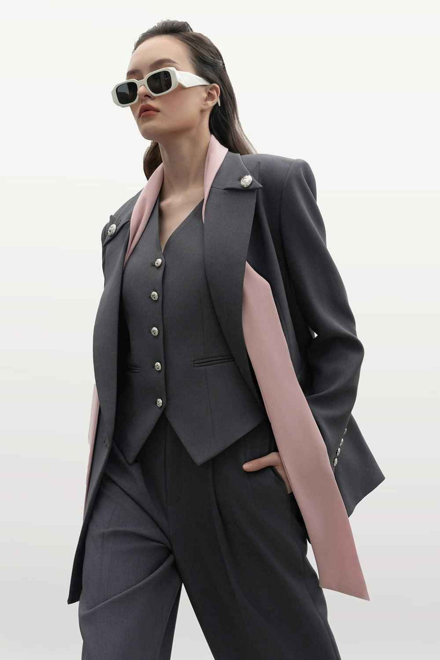 Genevieve Straight Long Sleeved Polyester Blazer