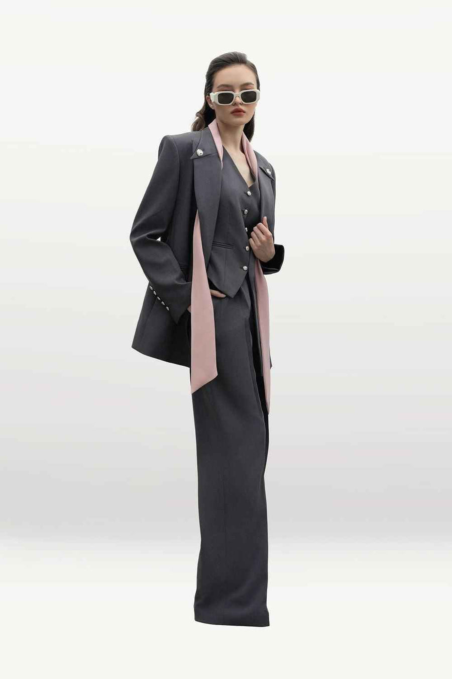 Genevieve Straight Long Sleeved Polyester Blazer
