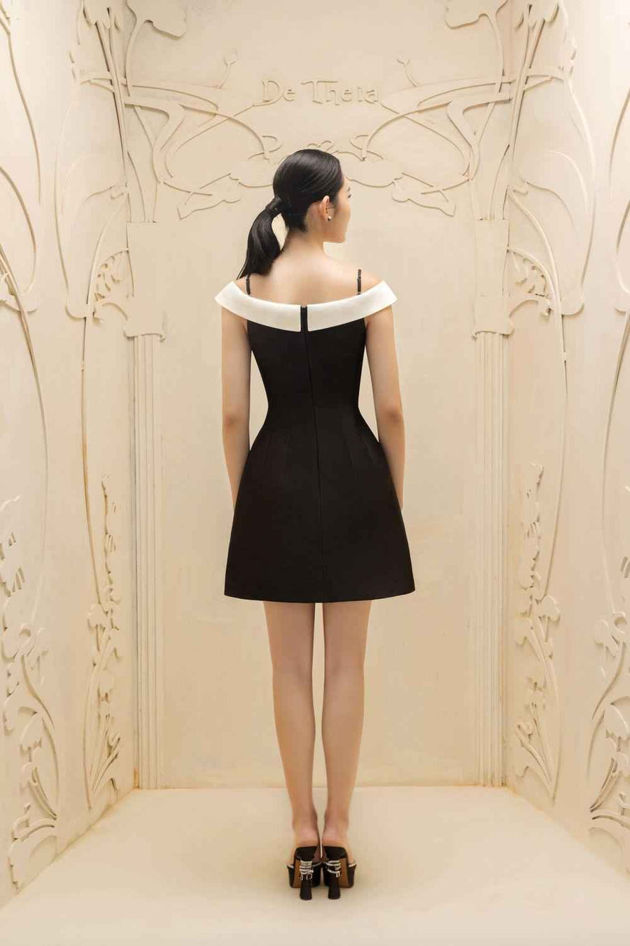 Germaine A-line Cold Shoulder Sleeved Taffeta Mini Dress