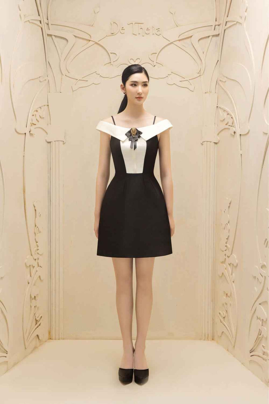 Germaine A-line Cold Shoulder Sleeved Taffeta Mini Dress