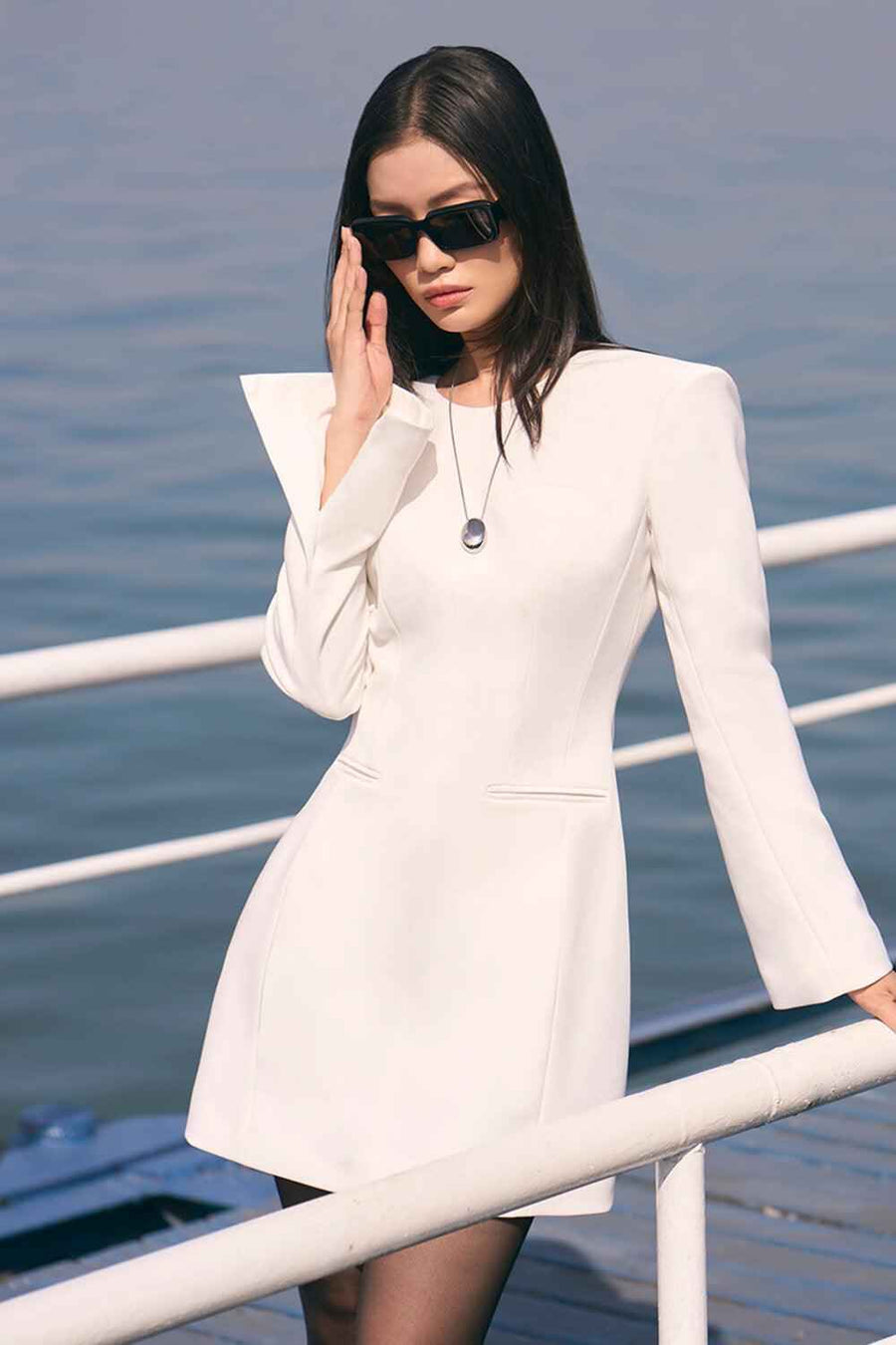 Gianna A-line Long Sleeved Crepe Mini Dress