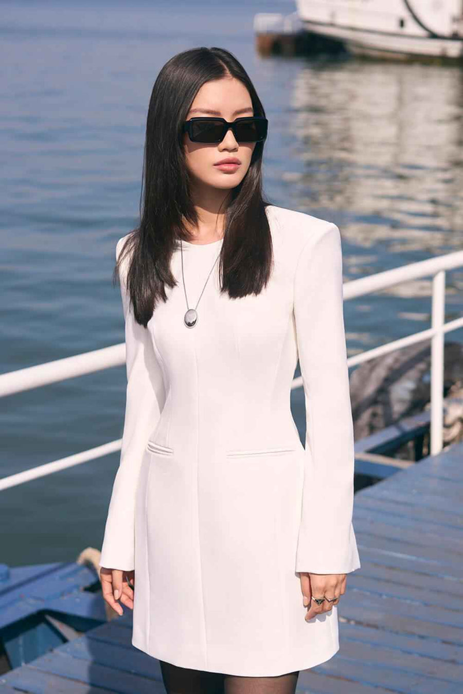 Gianna A-line Long Sleeved Crepe Mini Dress