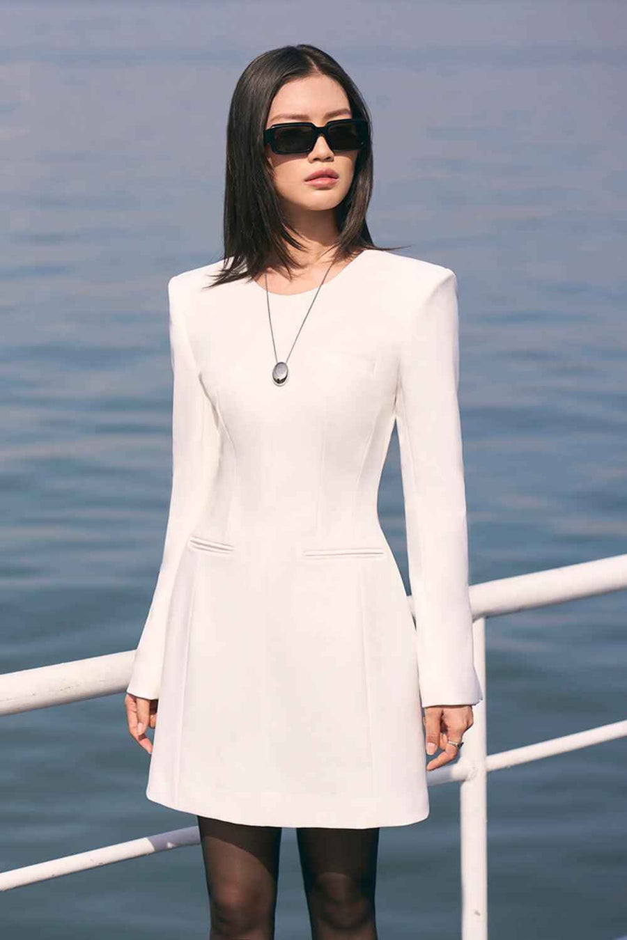 Gianna A-line Long Sleeved Crepe Mini Dress