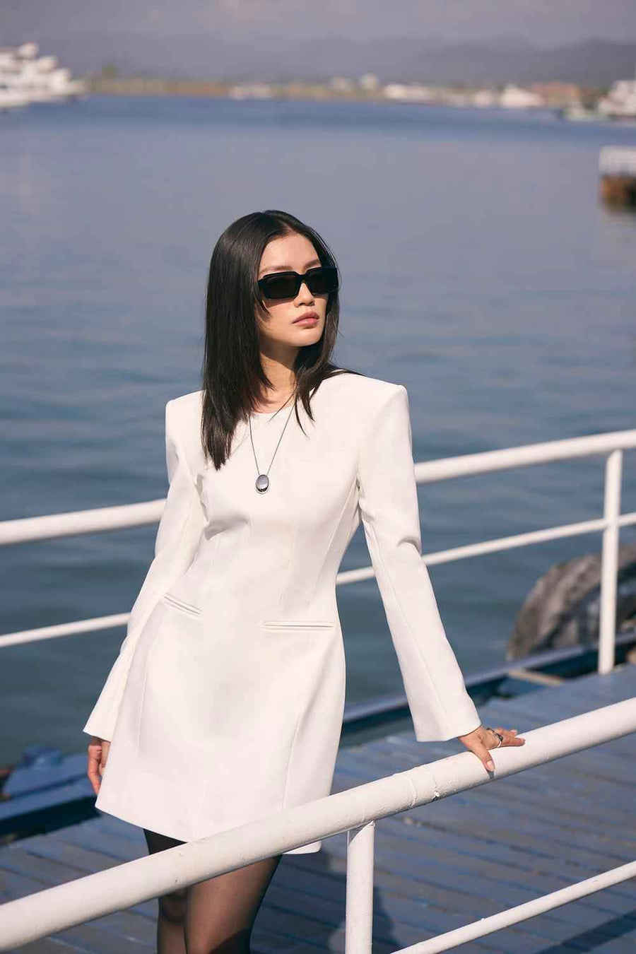 Gianna A-line Long Sleeved Crepe Mini Dress