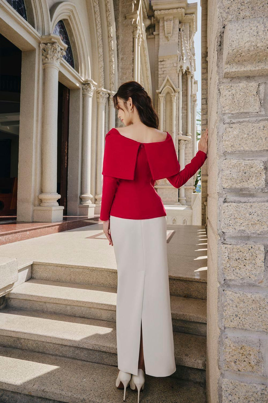 Gigi Peplum Extended Flap Cotton Top Long Sleeved Top Larmes