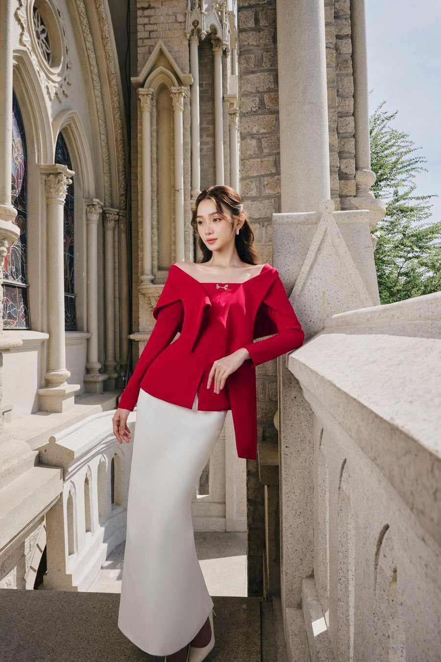 Gigi Peplum Extended Flap Cotton Top Long Sleeved Top Larmes