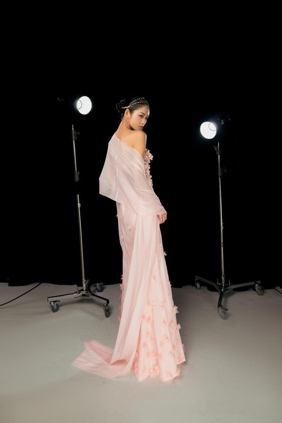 Gilmore Mermaid Semi-Heart Neck Organza Floor Length Dress 3