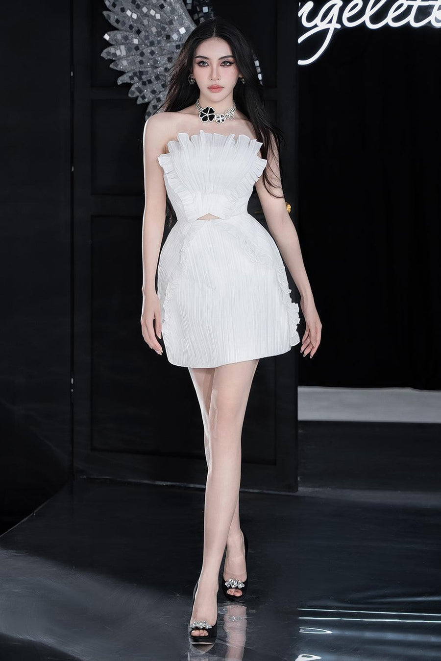 Gira A-line Cut-Out Polyester Mini Dress Mini Dress Angeletta