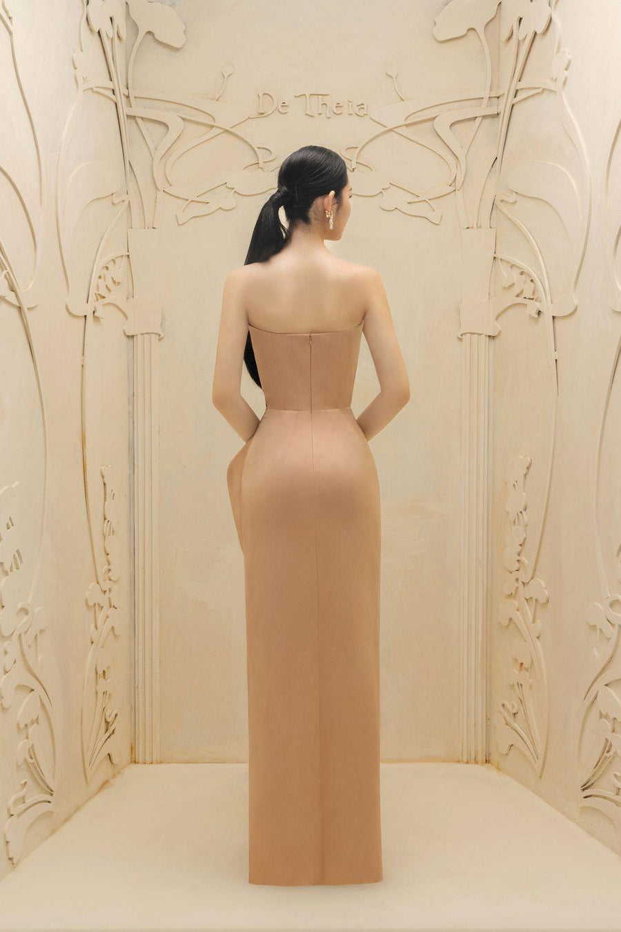 Gisèle Strapless Slit Hem Polyester Silk Floor Length Dress 6