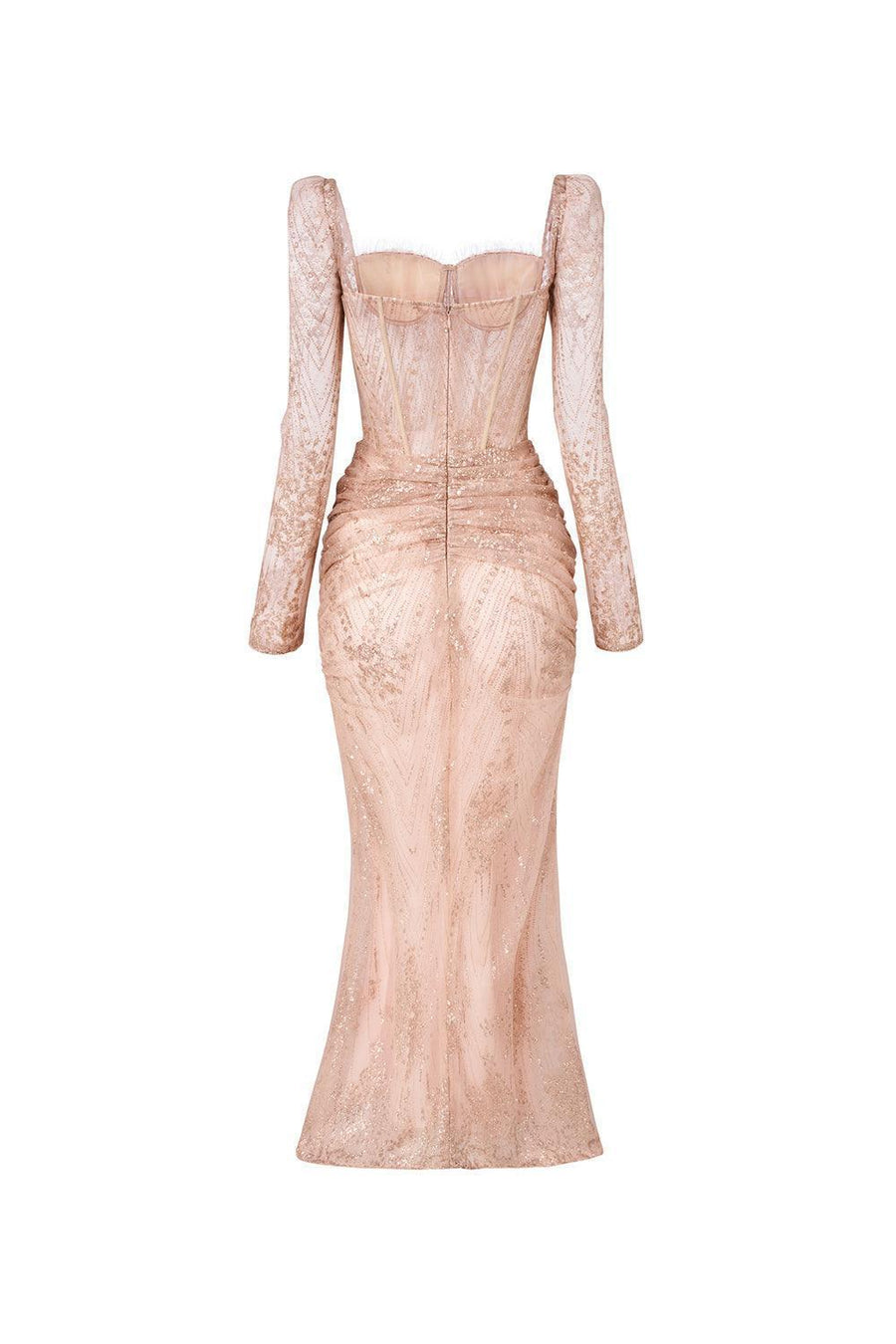 Glamour Trumpet Semi-Heart Neck Tulle Midi Dress Midi Dress Calista de Minh Thanh
