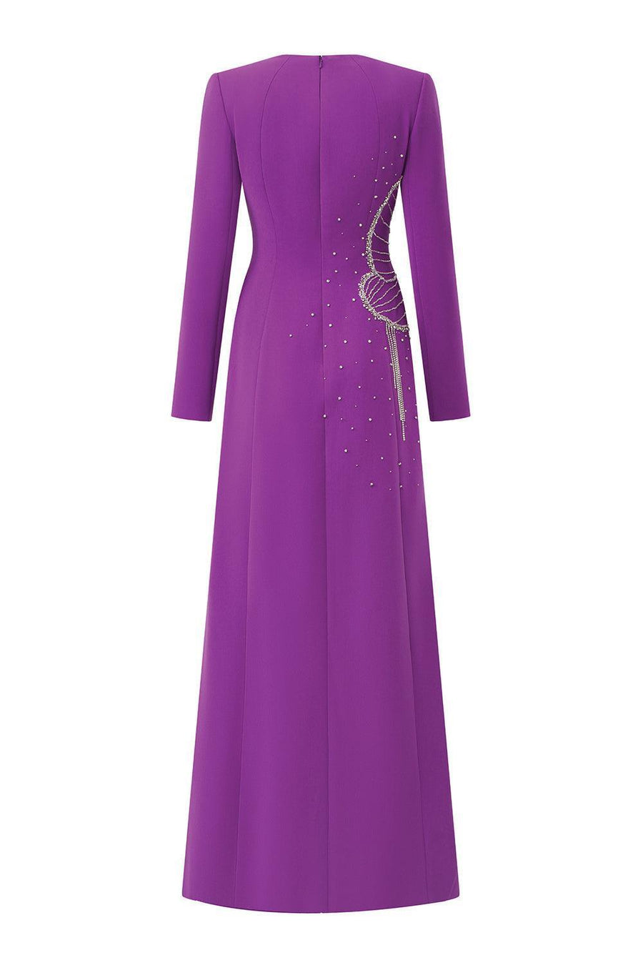 Gleams A-line Long Sleeved Velvet Satin Maxi Dress 3