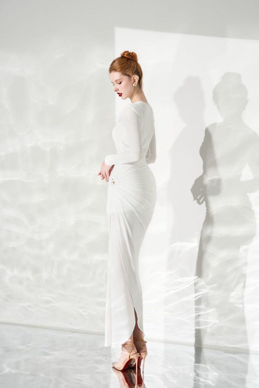 Glory Bodycon Gathered Spandex Ankle Length Dress Maxi Dress Calista de Minh Thanh