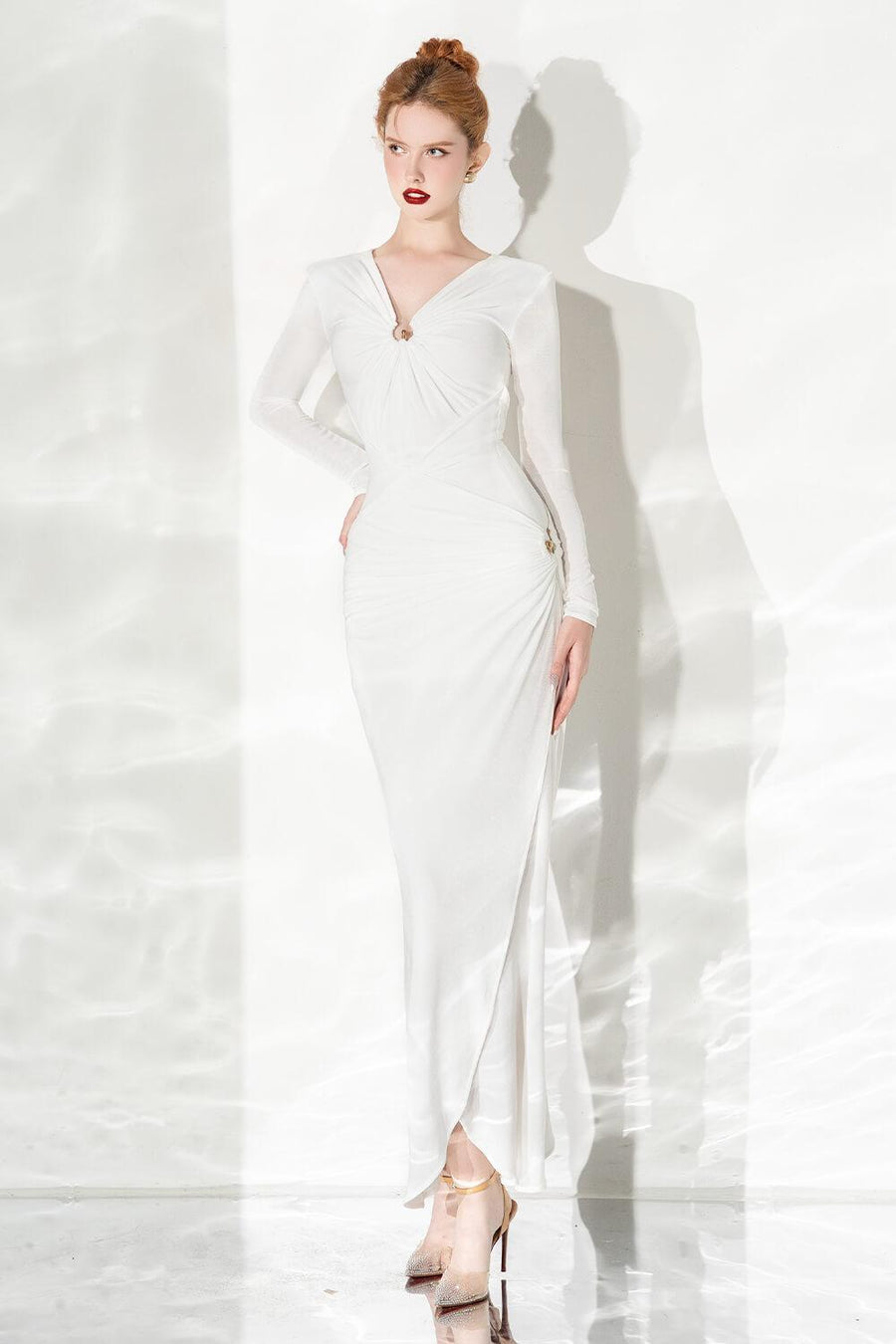 Glory Bodycon Gathered Spandex Ankle Length Dress Maxi Dress Calista de Minh Thanh