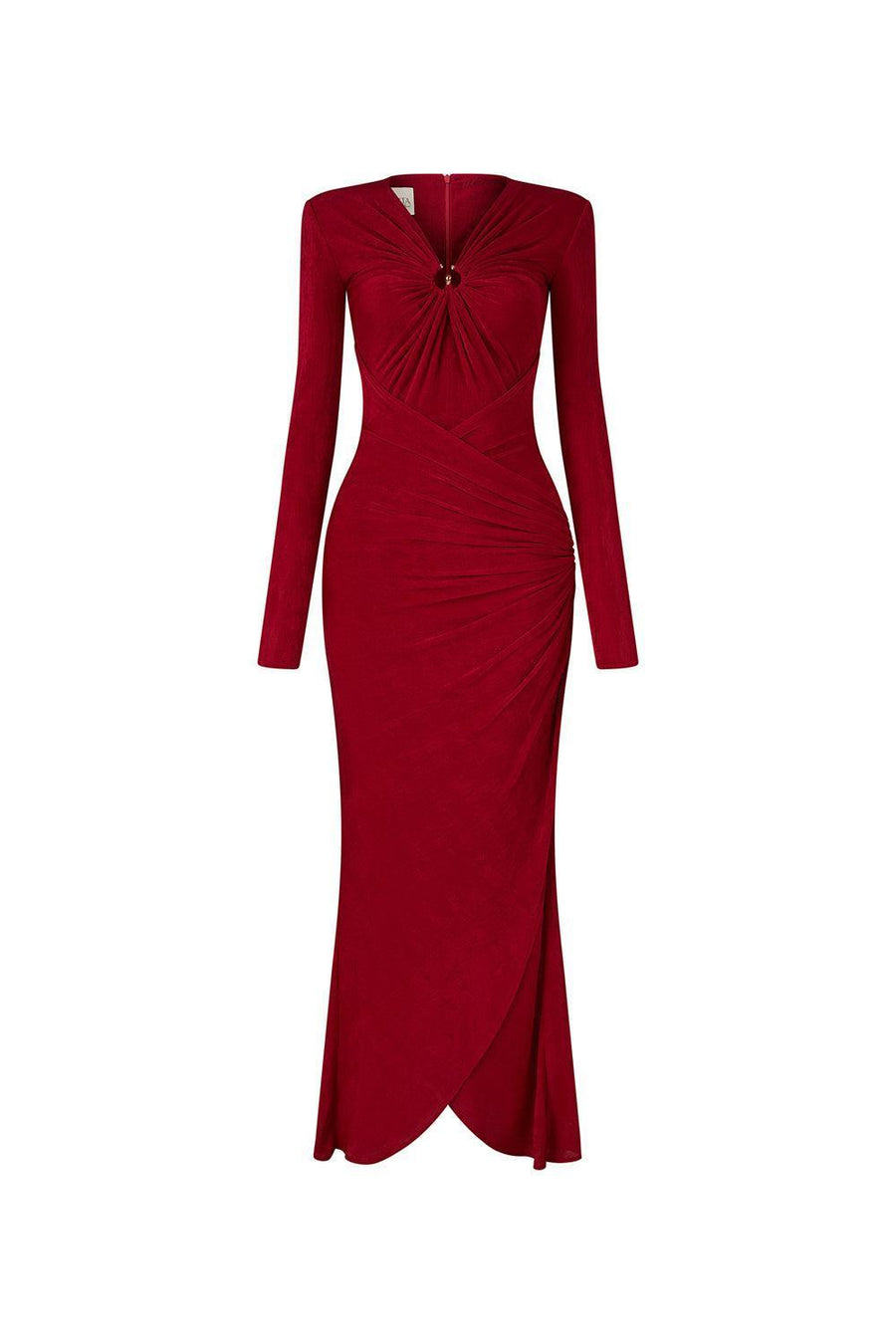 Glory Bodycon Gathered Spandex Ankle Length Dress Red Maxi Dress Calista de Minh Thanh