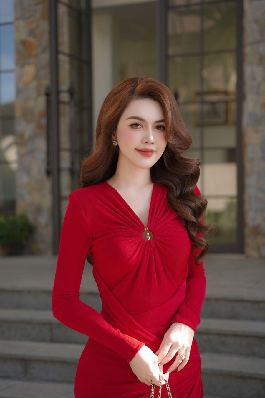 Glory Bodycon Gathered Spandex Ankle Length Dress Maxi Dress Calista de Minh Thanh