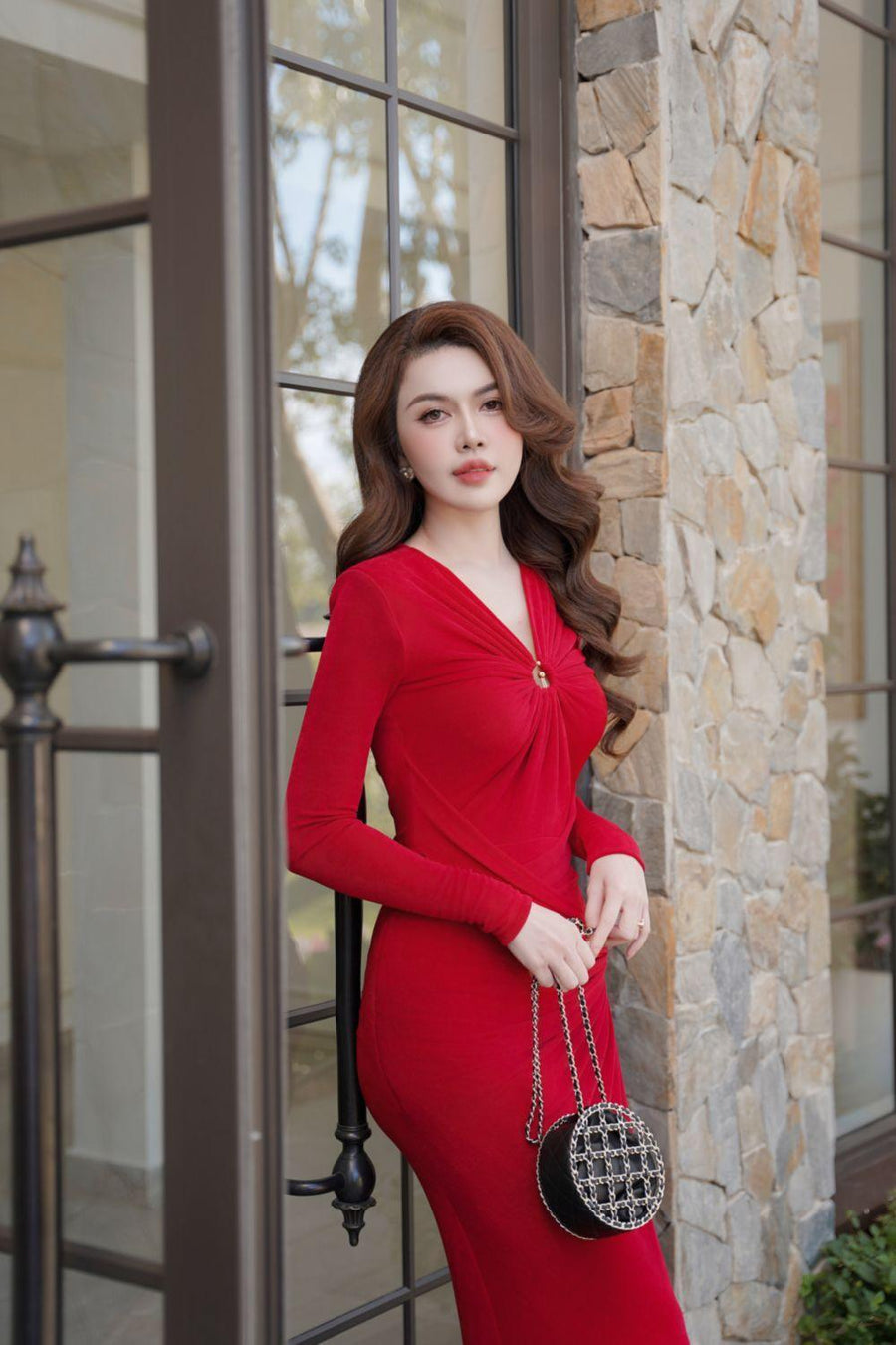 Glory Bodycon Gathered Spandex Ankle Length Dress Maxi Dress Calista de Minh Thanh