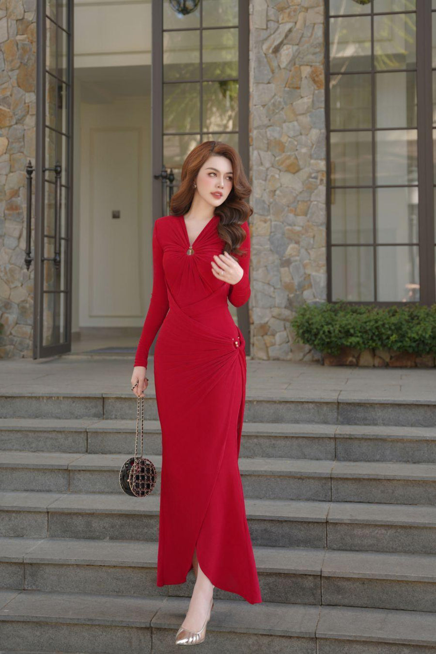 Glory Bodycon Gathered Spandex Ankle Length Dress Maxi Dress Calista de Minh Thanh