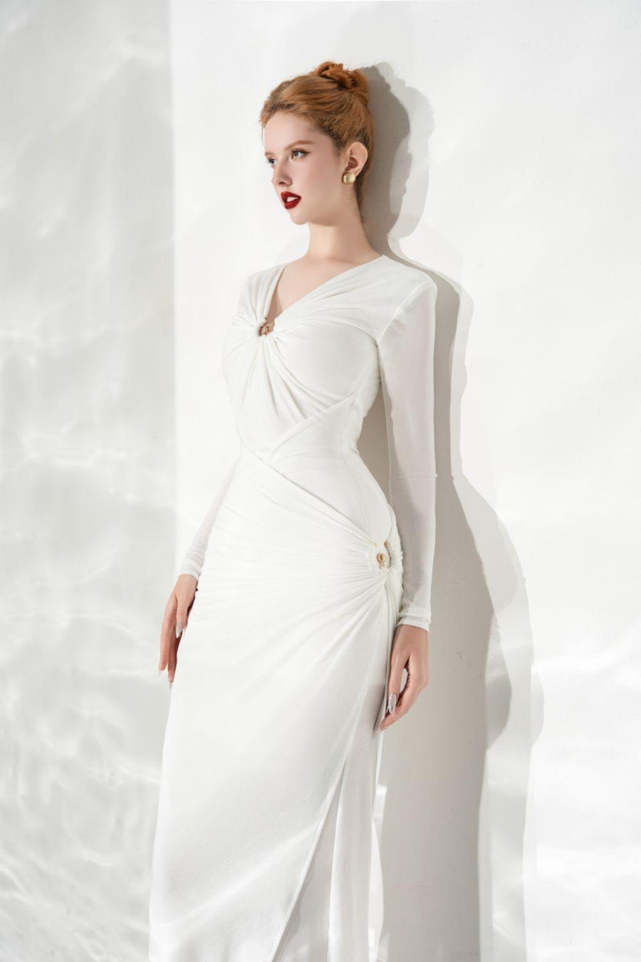 Glory Bodycon Gathered Spandex Ankle Length Dress Maxi Dress Calista de Minh Thanh